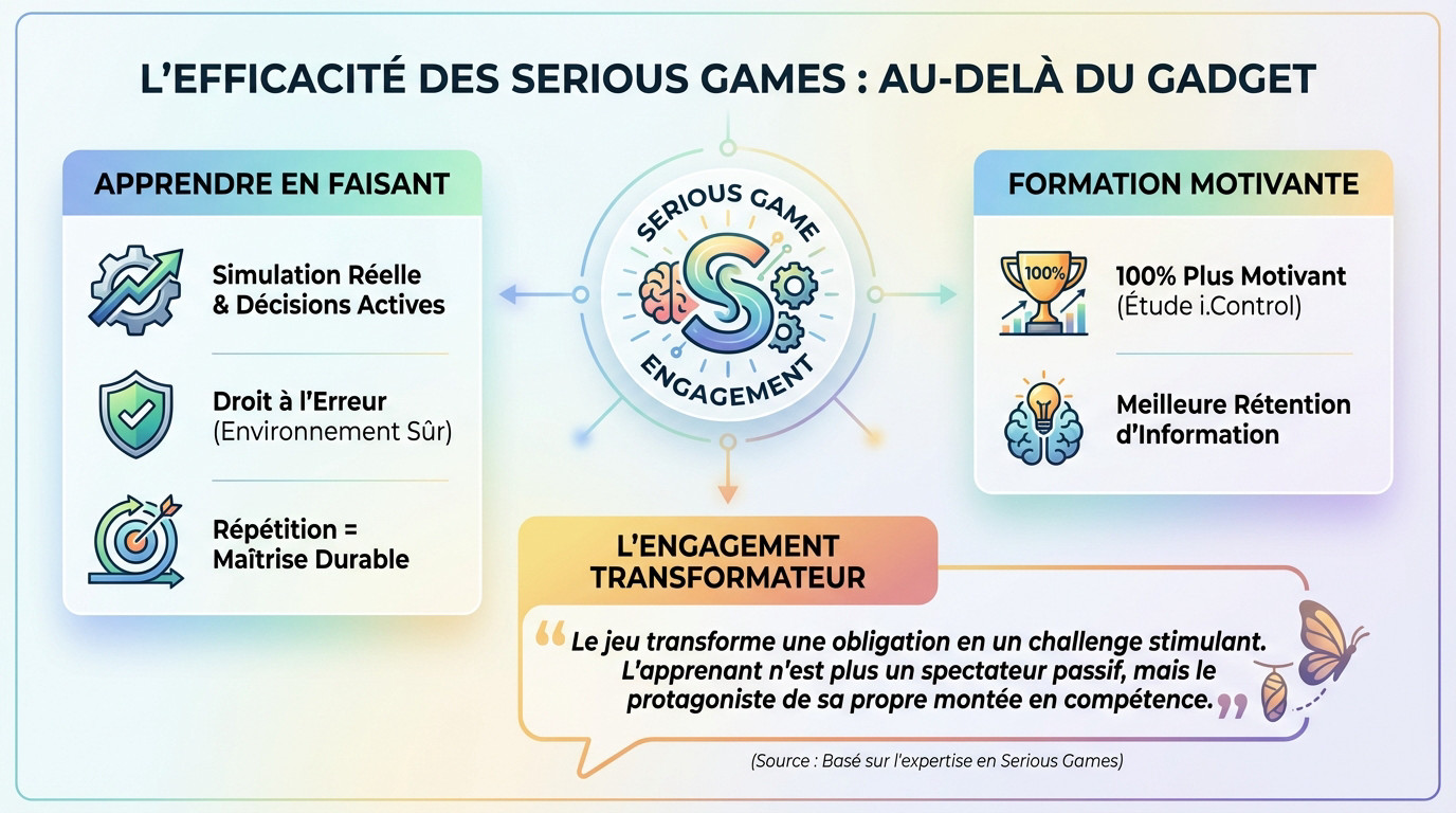 Illustration d'un professionnel de santé utilisant un serious game pour s'entraîner aux protocoles d'hygiène