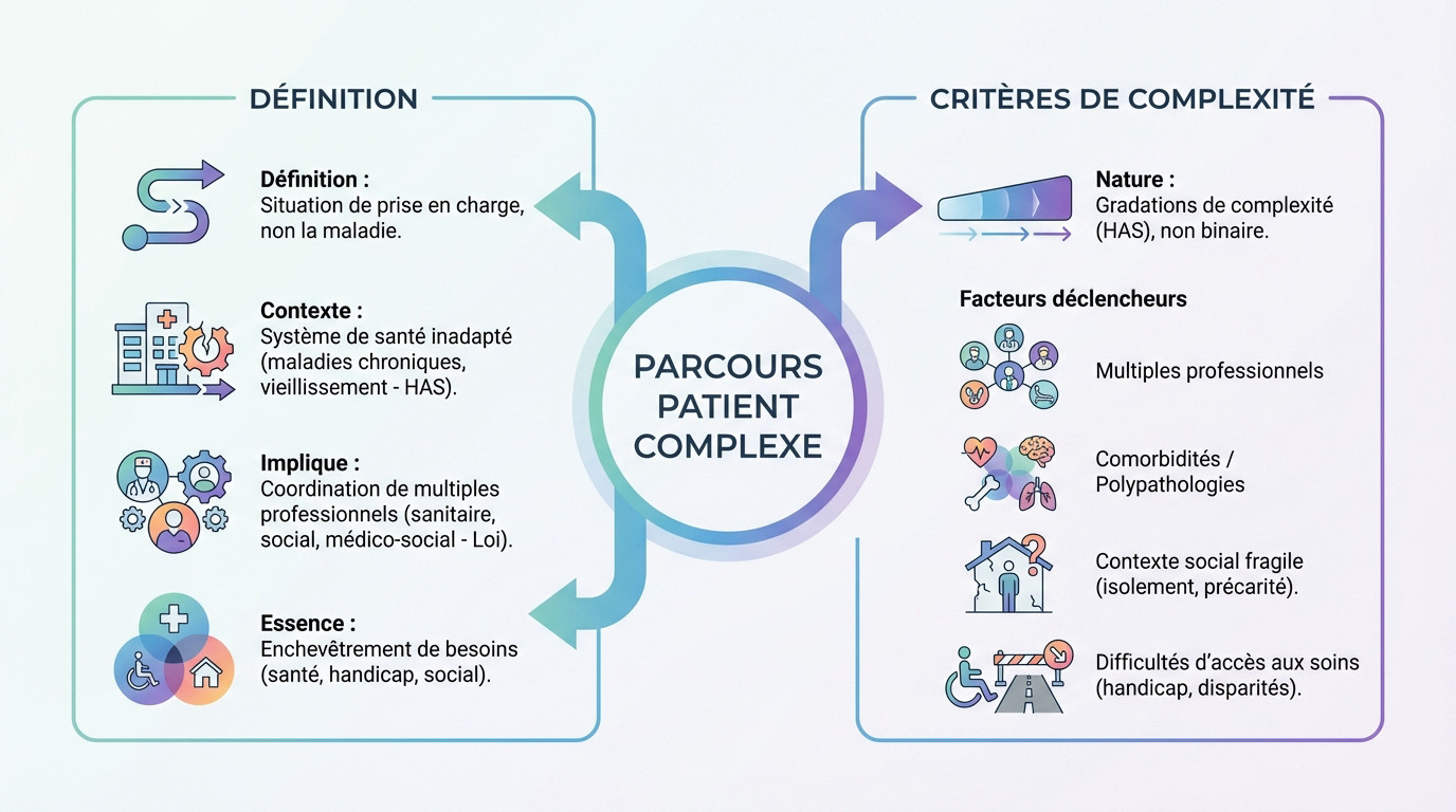 Illustration symbolique des interconnexions dans un parcours de santé complexe